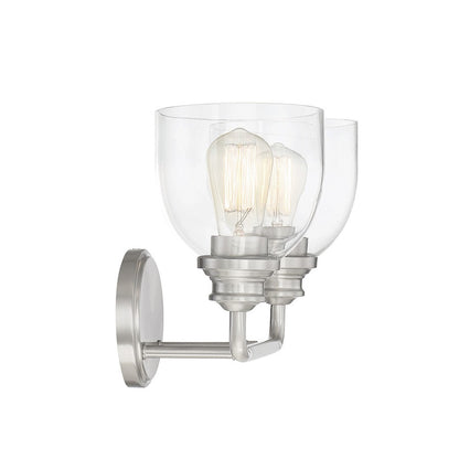 2 Light Bathroom Vanity Light, Satin Nickel