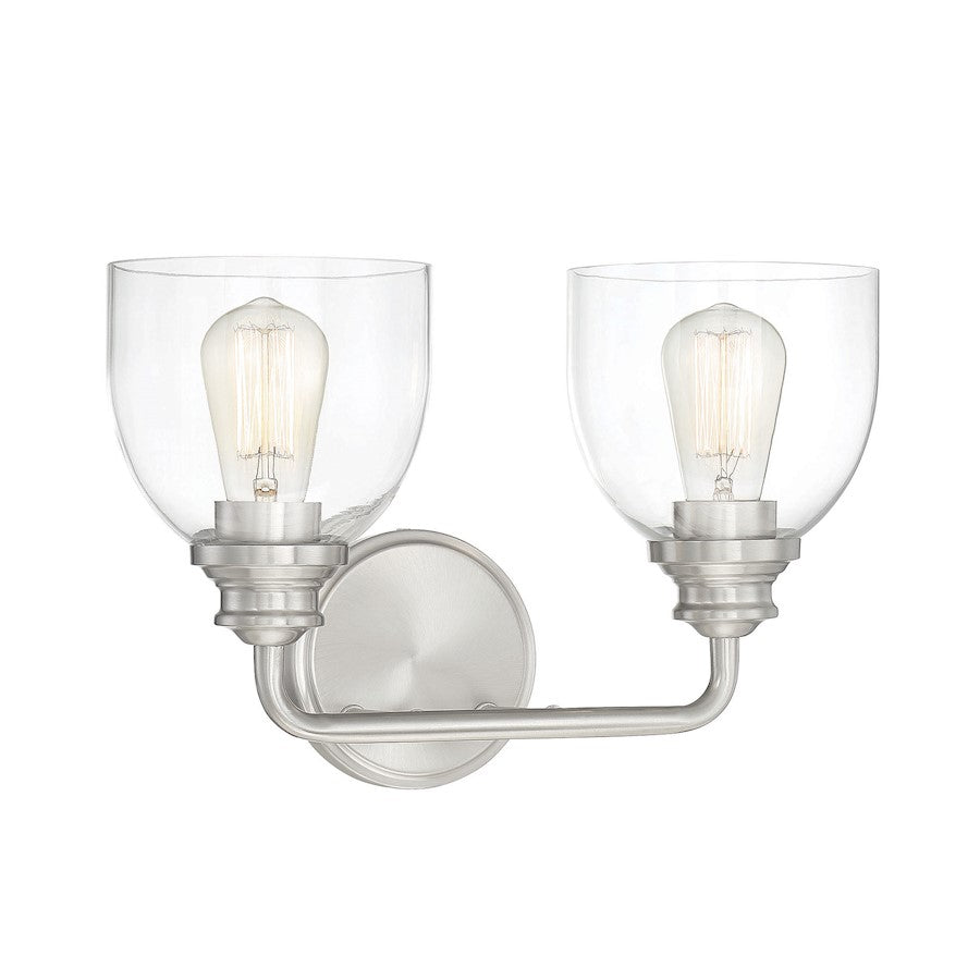 2 Light Bathroom Vanity Light, Satin Nickel