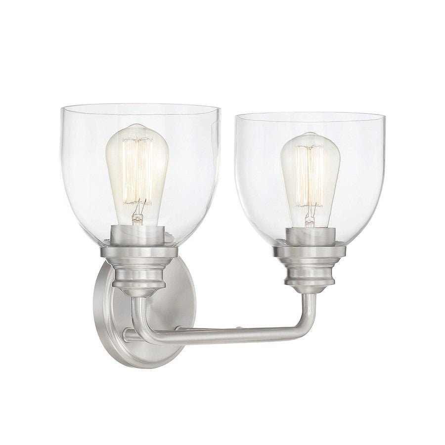 2 Light Bathroom Vanity Light, Satin Nickel