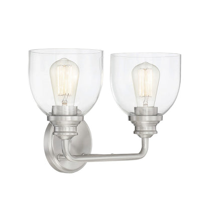 2 Light Bathroom Vanity Light, Satin Nickel