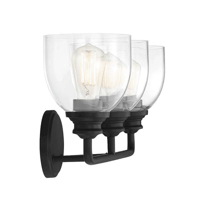 3 Light Bathroom Vanity Light, Black