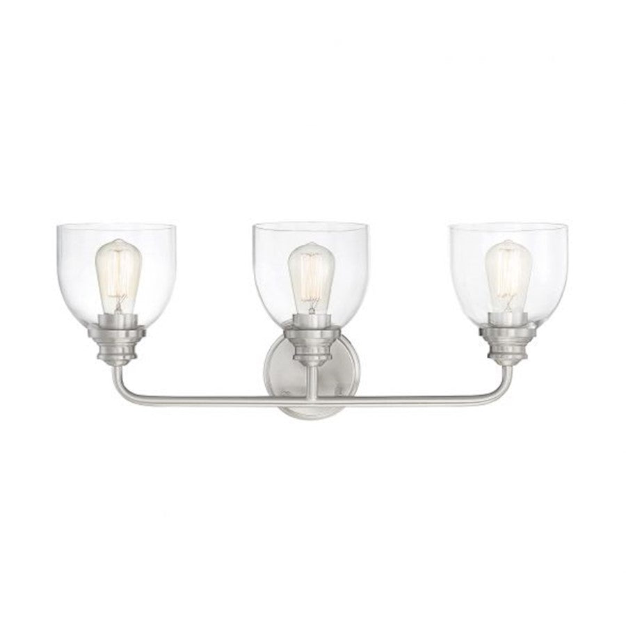 3 Light Bathroom Vanity Light, Satin Nickel