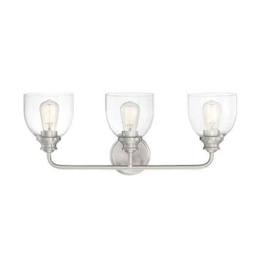 3 Light Bathroom Vanity Light, Satin Nickel