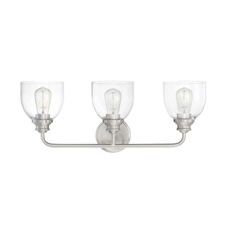 3 Light Bathroom Vanity Light, Satin Nickel