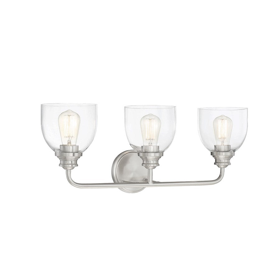 3 Light Bathroom Vanity Light, Satin Nickel