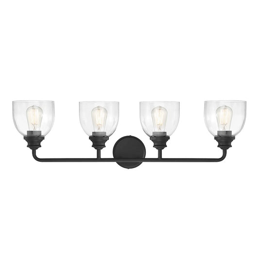 Savoy House Vale 4-Light Bathroom Vanity Light, Black - 8-7205-4-BK