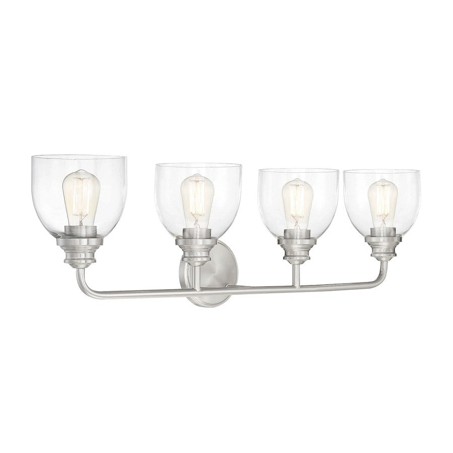 4 Light Bathroom Vanity Light, Satin Nickel