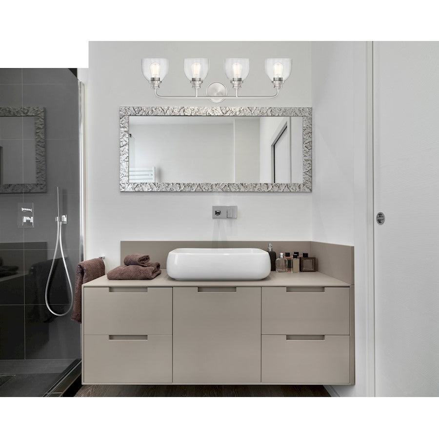 4 Light Bathroom Vanity Light, Satin Nickel