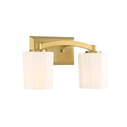 Whitney 2-Light Bathroom Vanity Light, Warm Brass