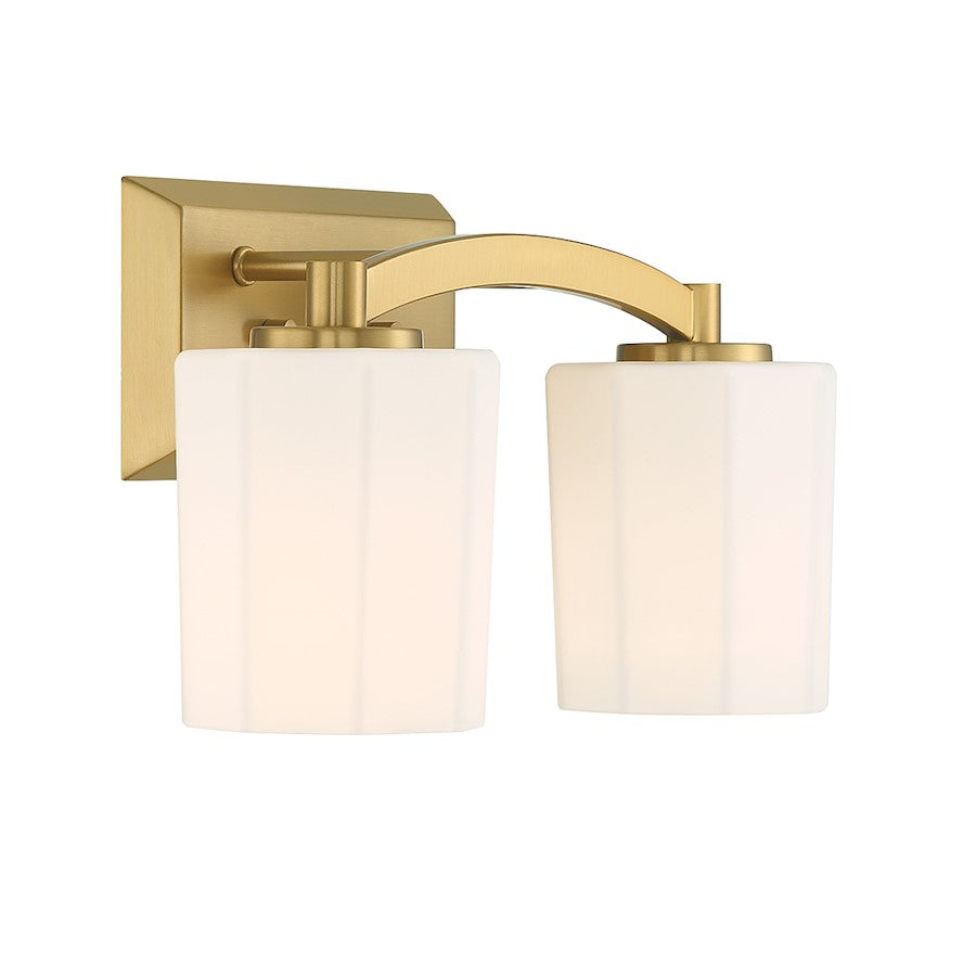 Whitney 2-Light Bathroom Vanity Light, Warm Brass