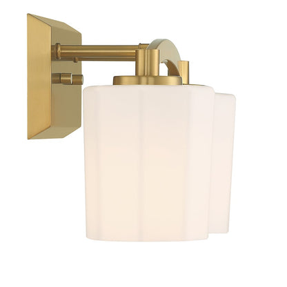 Whitney 2-Light Bathroom Vanity Light, Warm Brass