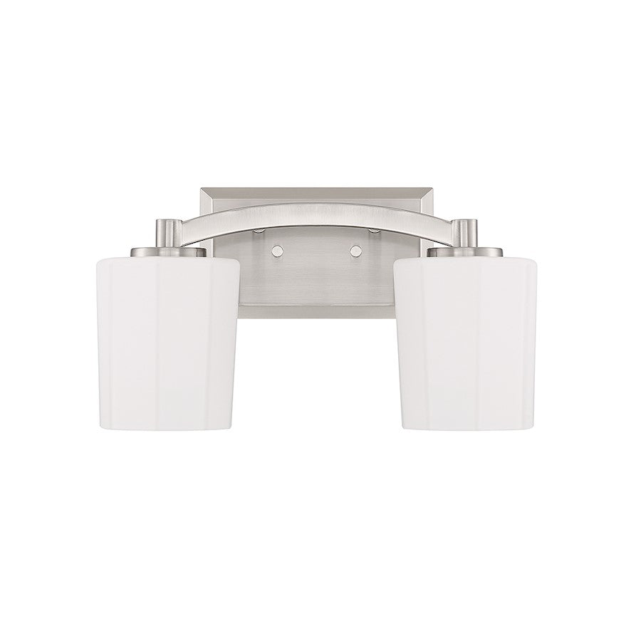 Whitney 2-Light Bathroom Vanity Light, Satin Nickel