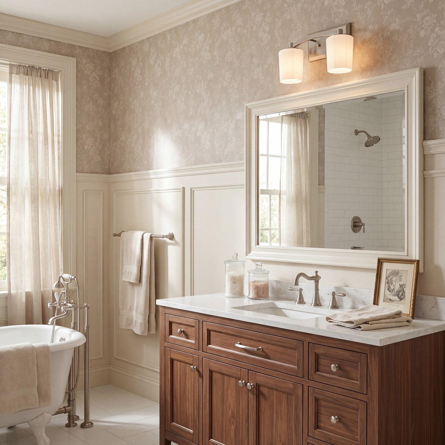 2 Light Bathroom Vanity Light, Matte Black