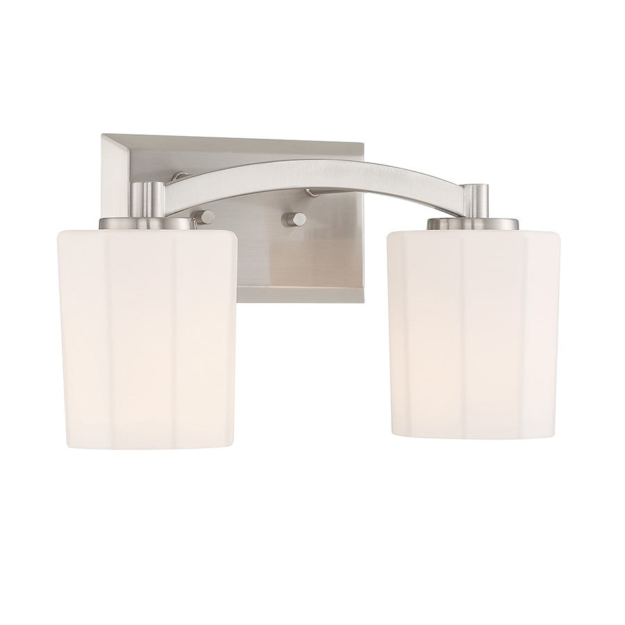 Whitney 2-Light Bathroom Vanity Light, Satin Nickel