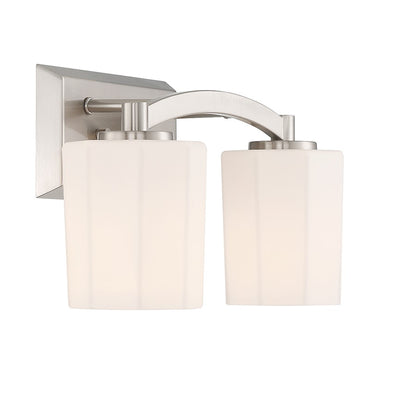 Whitney 2-Light Bathroom Vanity Light, Satin Nickel