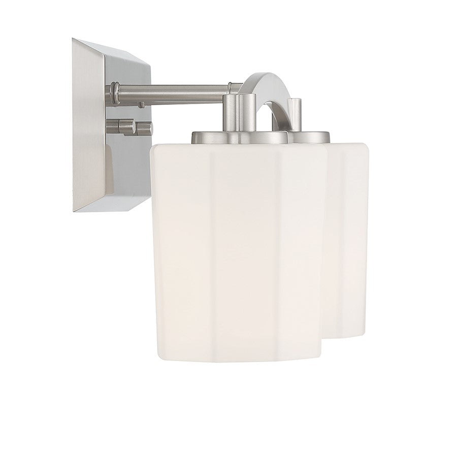 Whitney 2-Light Bathroom Vanity Light, Satin Nickel