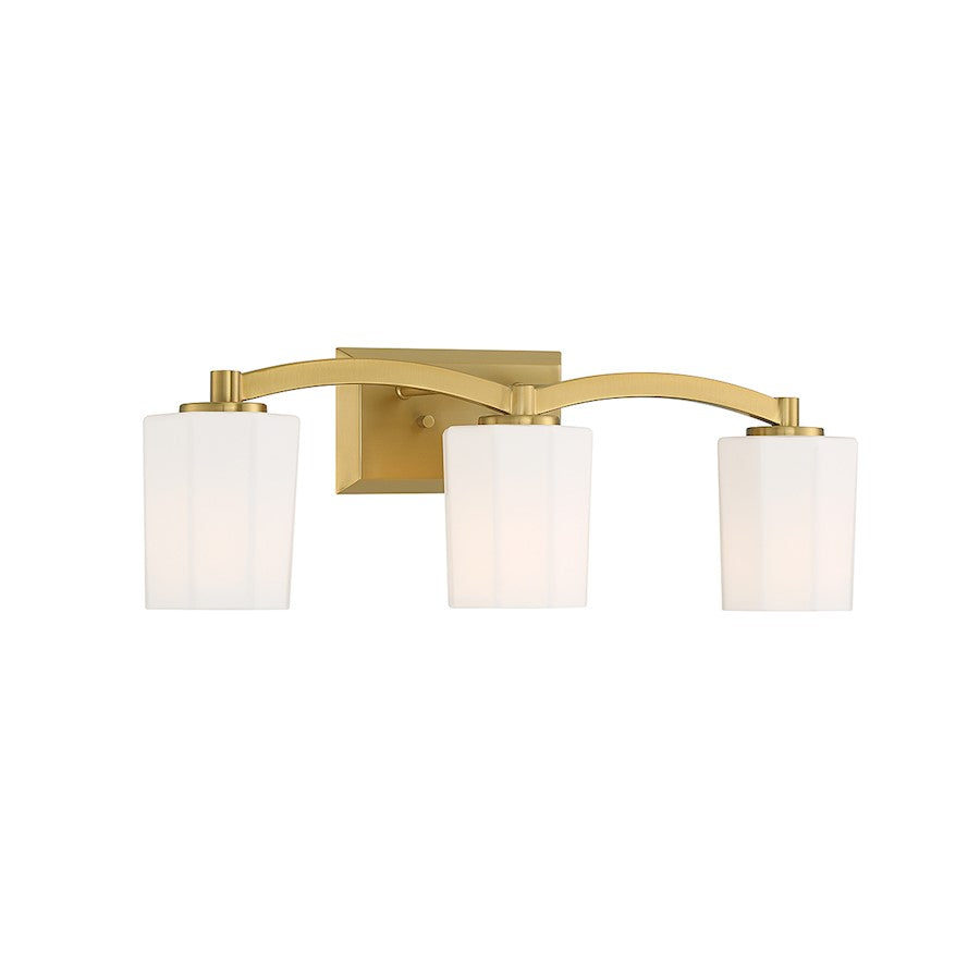 Whitney 3-Light Bathroom Vanity Light, Warm Brass