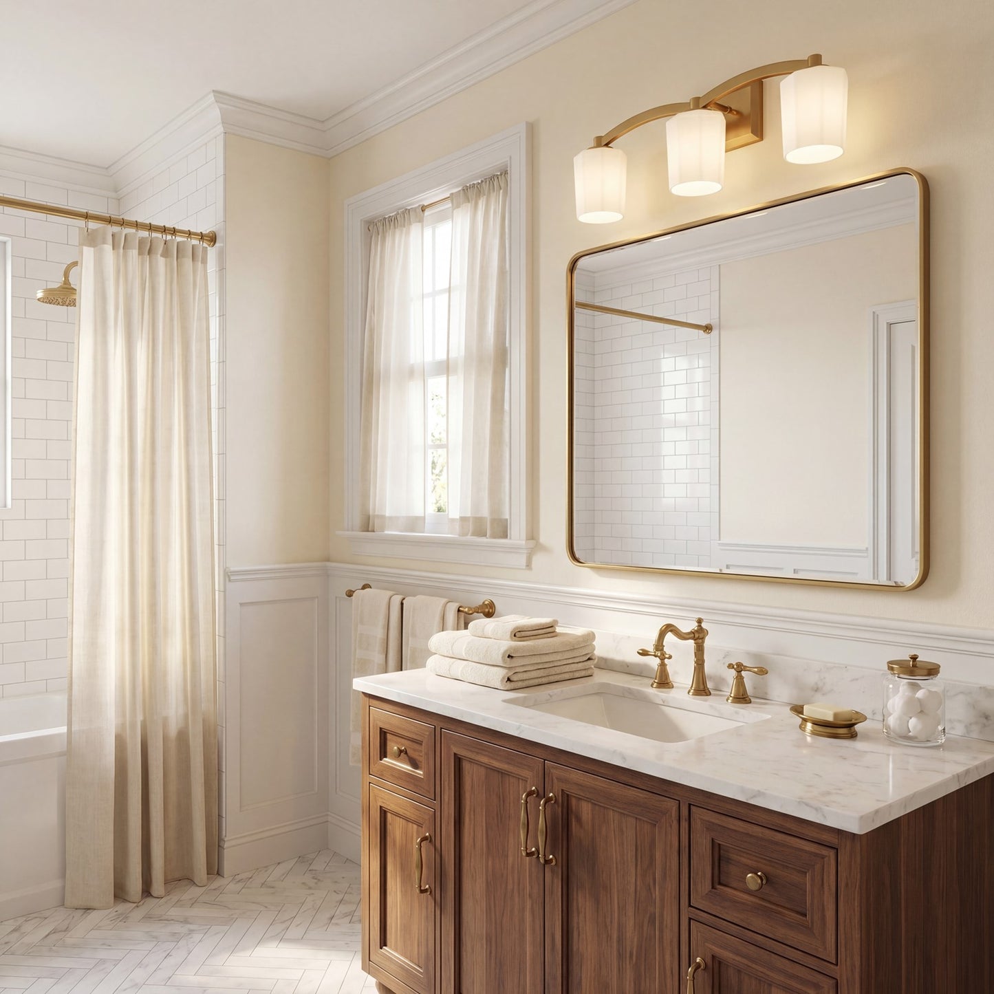 3 Light Bathroom Vanity Light, Matte Black