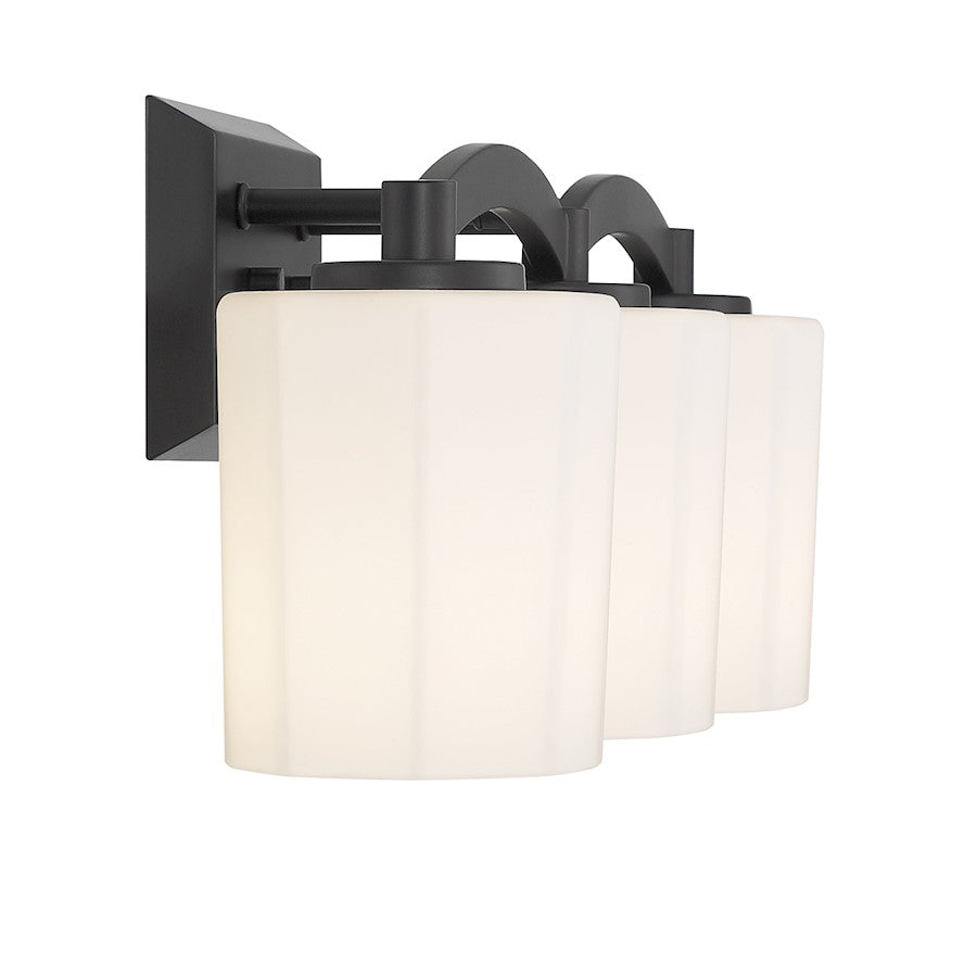 3 Light Bathroom Vanity Light, Matte Black