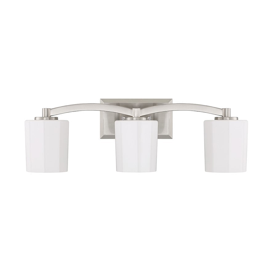 Whitney 3-Light Bathroom Vanity Light, Satin Nickel