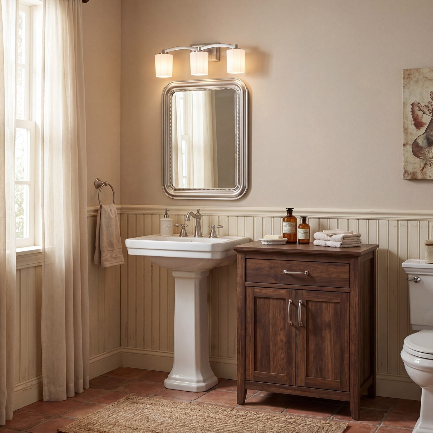 3 Light Bathroom Vanity Light, Matte Black