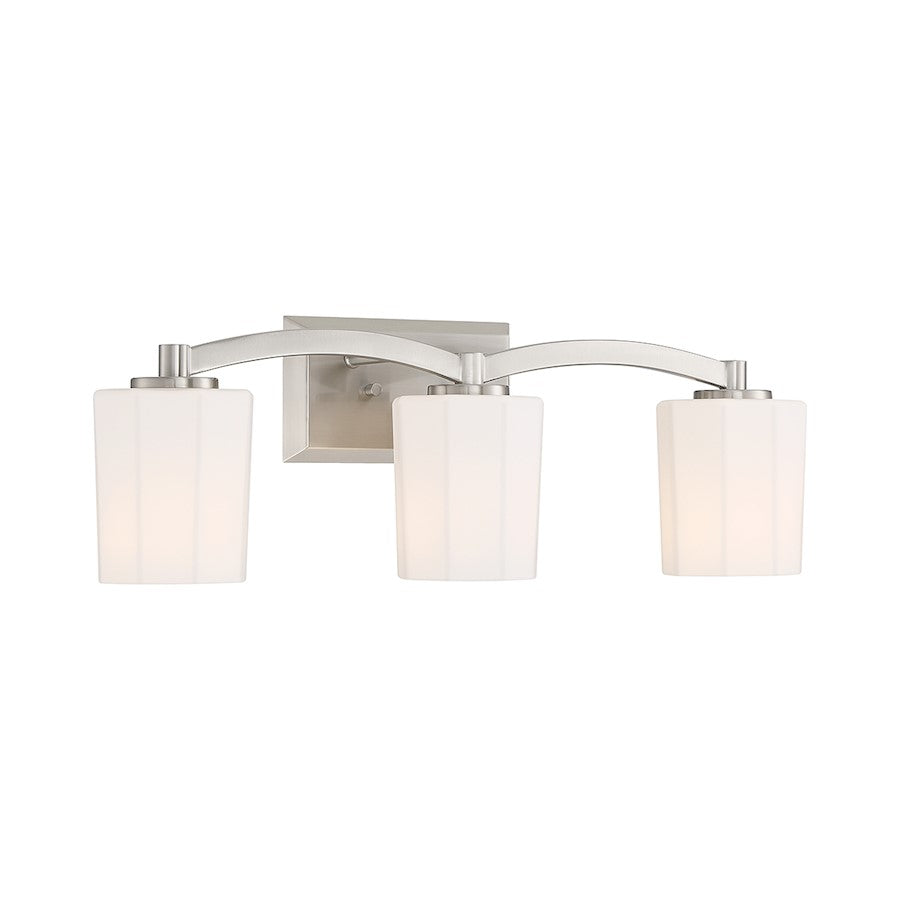 Whitney 3-Light Bathroom Vanity Light, Satin Nickel