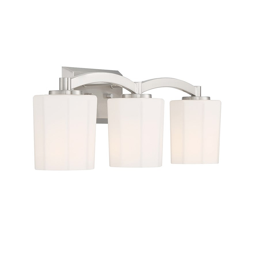 Whitney 3-Light Bathroom Vanity Light, Satin Nickel