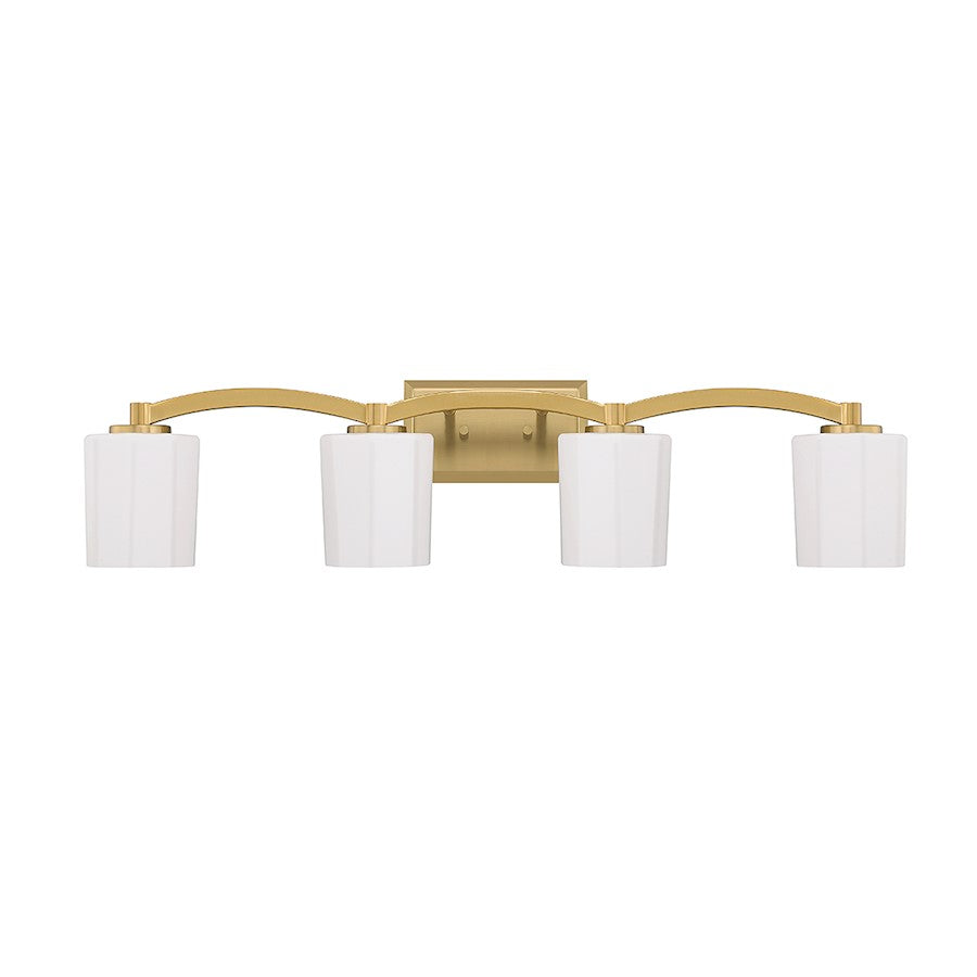 Whitney 4-Light Bathroom Vanity Light, Warm Brass