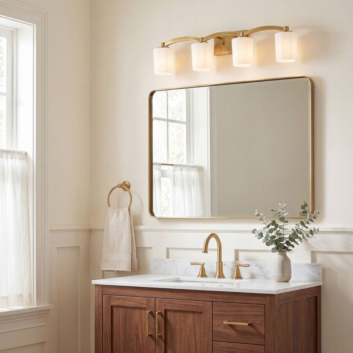4 Light Bathroom Vanity Light, Matte Black