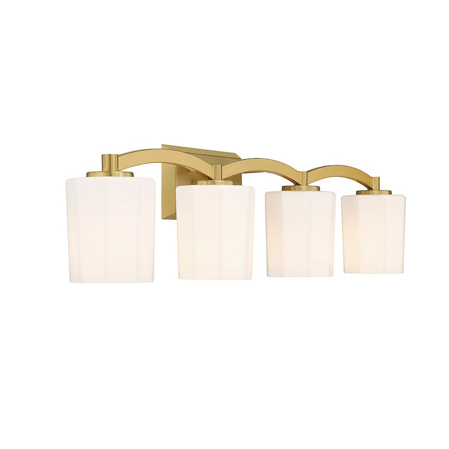 Whitney 4-Light Bathroom Vanity Light, Warm Brass