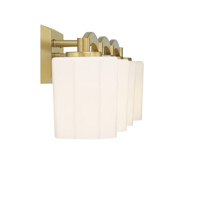 Whitney 4-Light Bathroom Vanity Light, Warm Brass