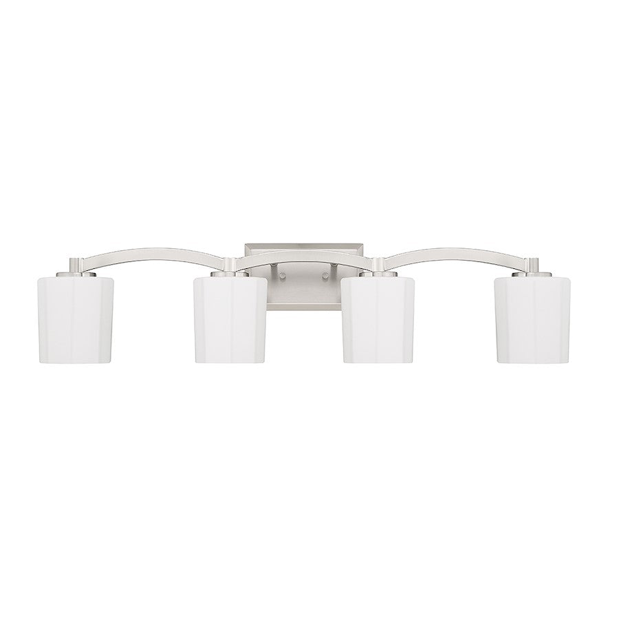 Whitney 4-Light Bathroom Vanity Light, Satin Nickel