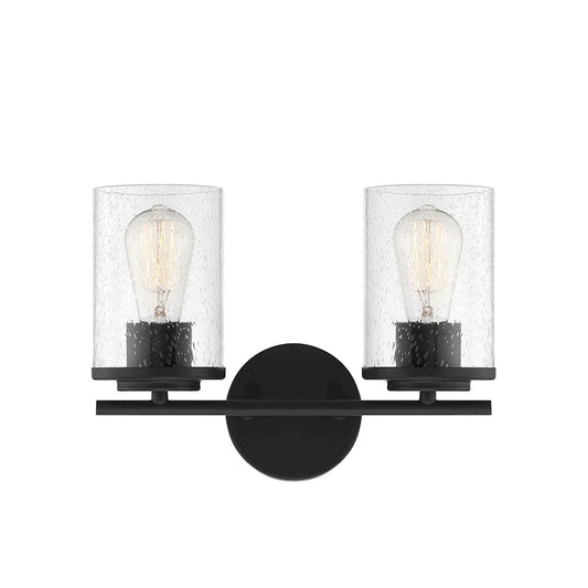 2 Light Bathroom Vanity Light, Matte Black