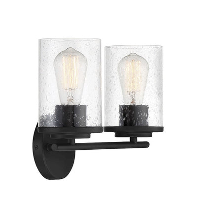 2 Light Bathroom Vanity Light, Matte Black