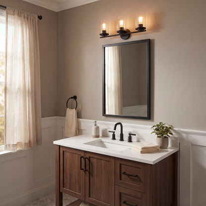 3 Light Bathroom Vanity Light, Matte Black