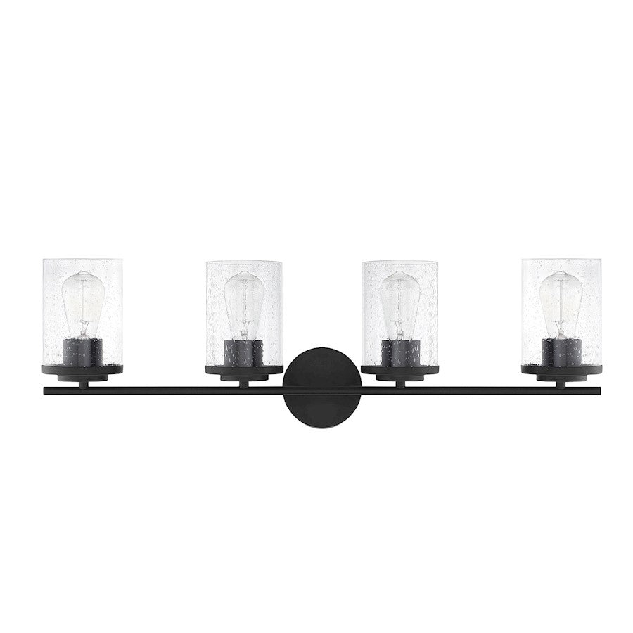 4 Light Bathroom Vanity Light, Matte Black