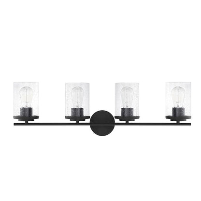 4 Light Bathroom Vanity Light, Matte Black