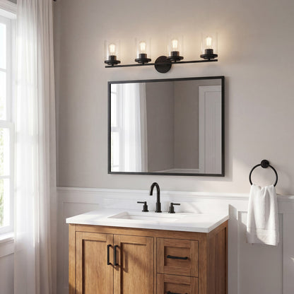 4 Light Bathroom Vanity Light, Matte Black