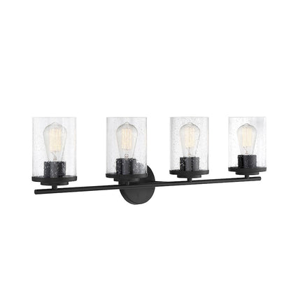 4 Light Bathroom Vanity Light, Matte Black