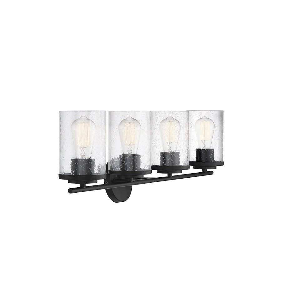 4 Light Bathroom Vanity Light, Matte Black