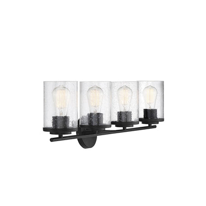 4 Light Bathroom Vanity Light, Matte Black