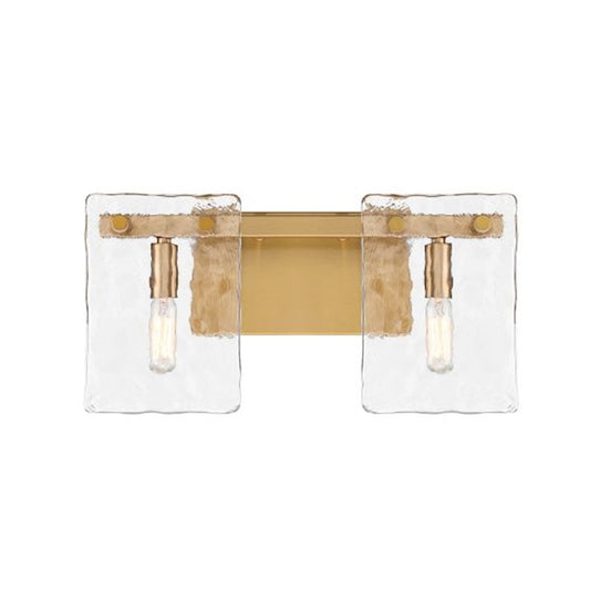 2 Light Bathroom Vanity Light, Warm Brass