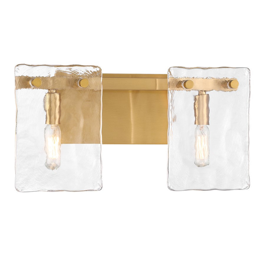 2 Light Bathroom Vanity Light, Warm Brass