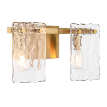 2 Light Bathroom Vanity Light, Warm Brass