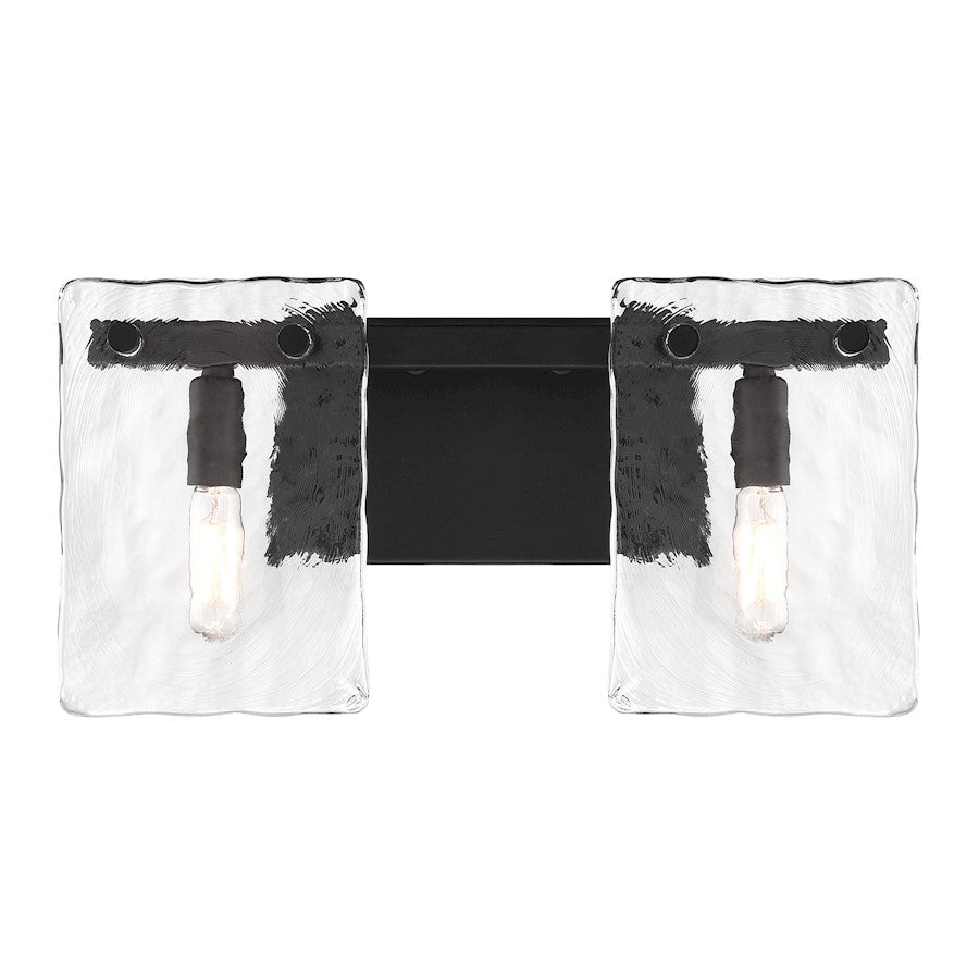 Savoy House Genry 2 Light Bath, Matte Black/Handmade Water - 8-8204-2-BK