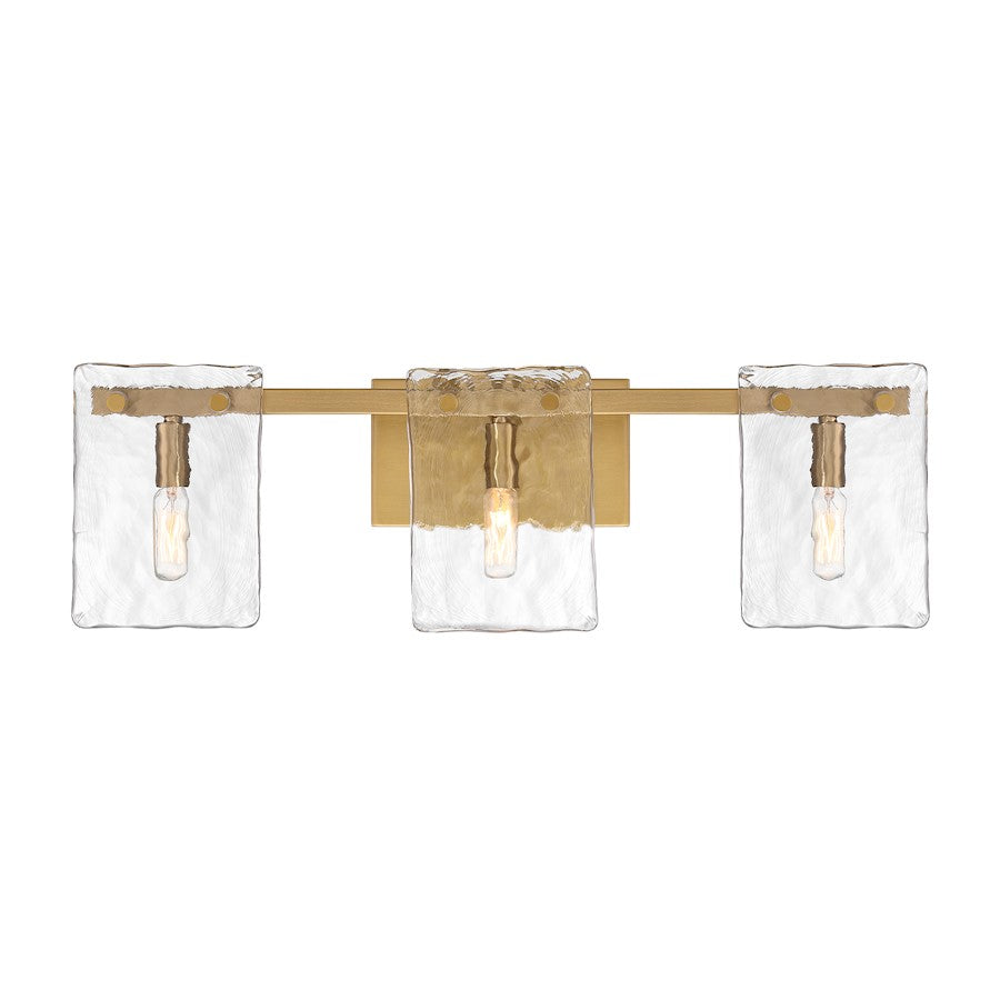 3 Light Bathroom Vanity Light, Warm Brass