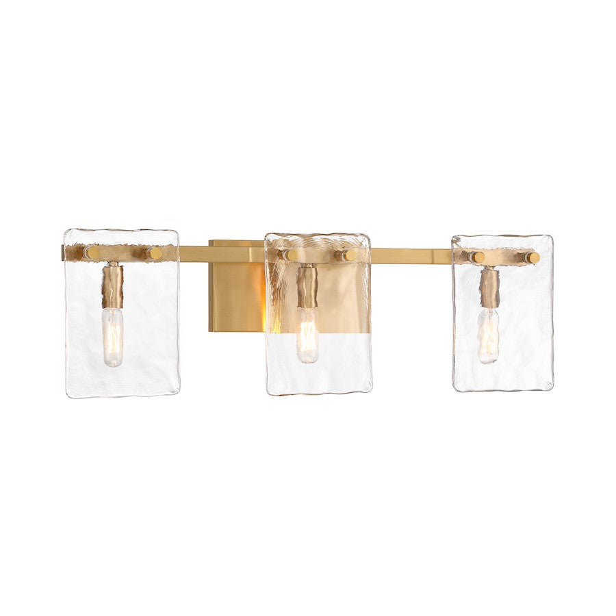 3 Light Bathroom Vanity Light, Warm Brass