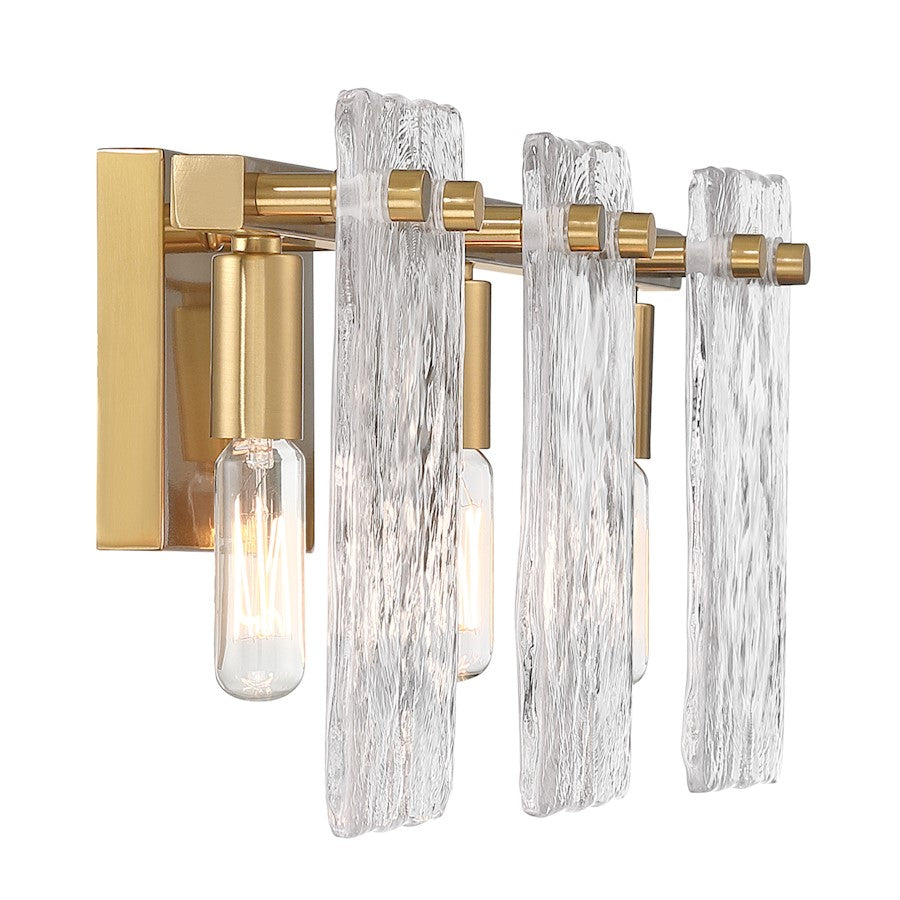 3 Light Bathroom Vanity Light, Warm Brass
