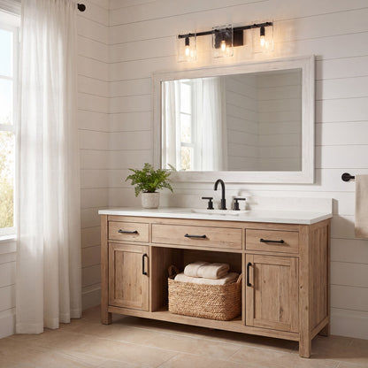 3 Light Bathroom Vanity Light, Matte Black
