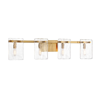 4 Light Bathroom Vanity Light, Warm Brass